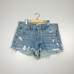 AGOLDE Distressed  Denim Cut Off Shorts Blue | Light Wash | Sz 26